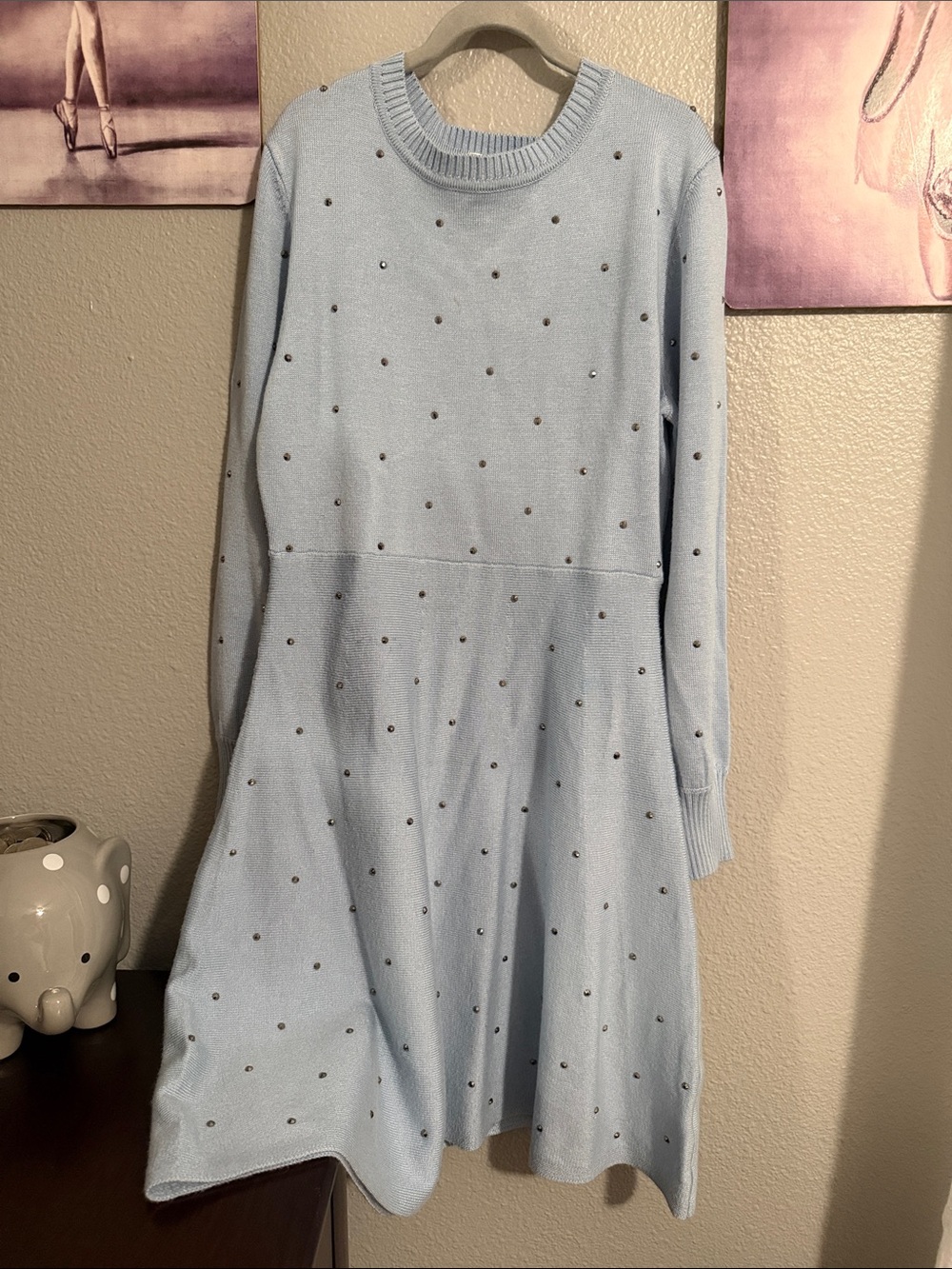 Poppies and Roses girls sweater knit dress size M light blue pre loved